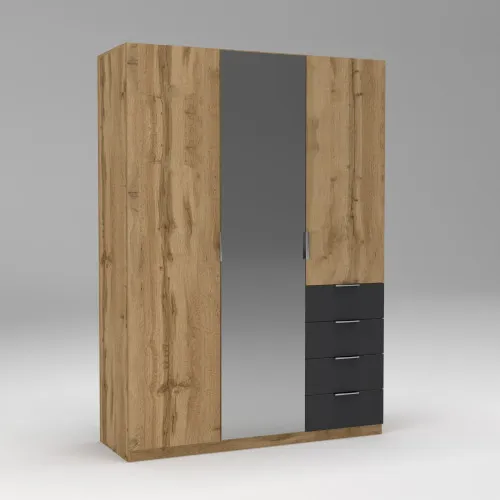 Шкаф Кристалл 2, Дуб Аппалачи/Антрацит, 1500х520х2100