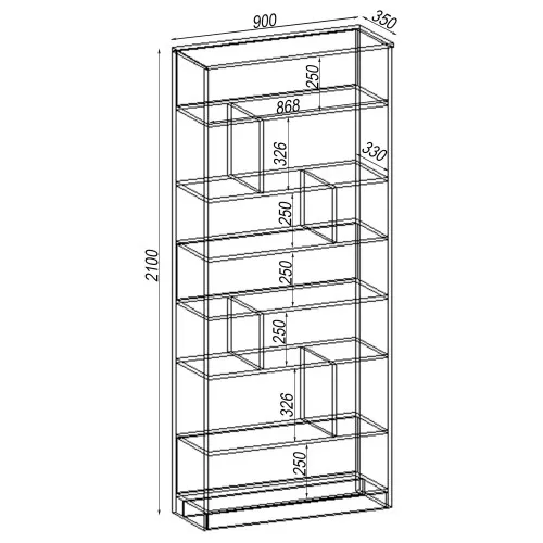 Стеллаж ОС-7, Дуб Конкордия, 900/350/2100