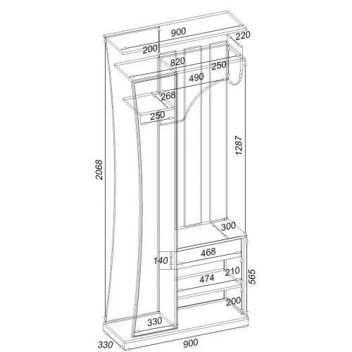 Прихожая Соло-8, Дуб Шамони Светлый, 900/330/2100