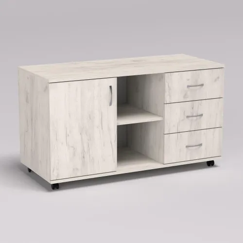 Тумба офисная ТМО-1, Дуб Крафт Белый, 1100/480/620