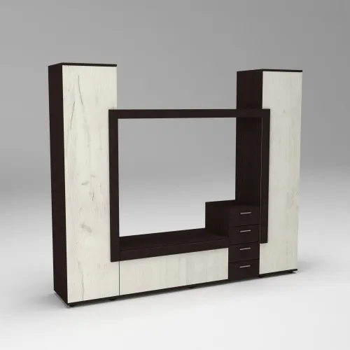 Стенка в гостиную под ТВ Эхо-2, Дуб Крафт Белый/Венге Магия, 2160х420х1850