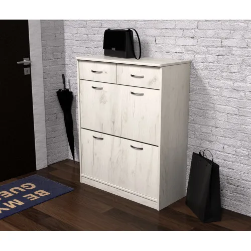 Тумба для обуви №4, Дуб Крафт Белый, 800/350/1010