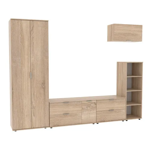 Стенка в гостиную Ketrin-3, Дуб Сонома, 2820х425х2100