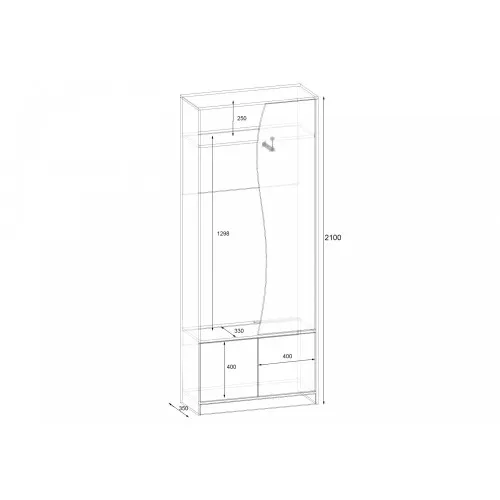Прихожая ГКШ-3, Антрацит, 840/350/2100