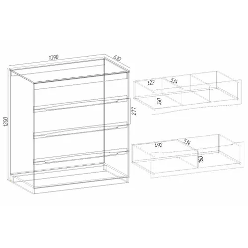 Комод Дельта №1, Дуб Аппалачі, 1090/610/1200