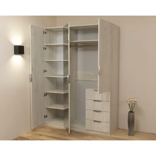 Шкаф Кристалл 2, Дуб Крафт Белый, 1500х520х2100