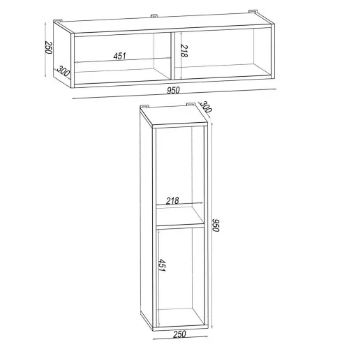 Полка навесная Н-9, Белый, 950/300/250