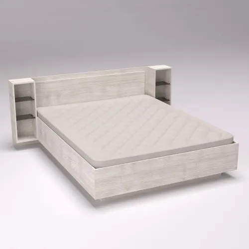 Кровать Кристалл №1 двуспальная, Дуб Шамони Светлый, 2035х1976х850