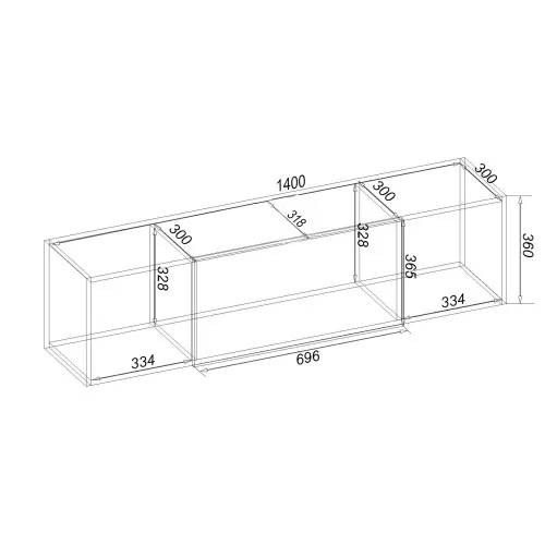 Полка навесная К-14, Дуб Сонома, 1400/318/360