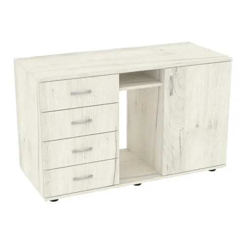 Тумба офисная Лидер, Дуб Крафт Белый, 1100/480/650