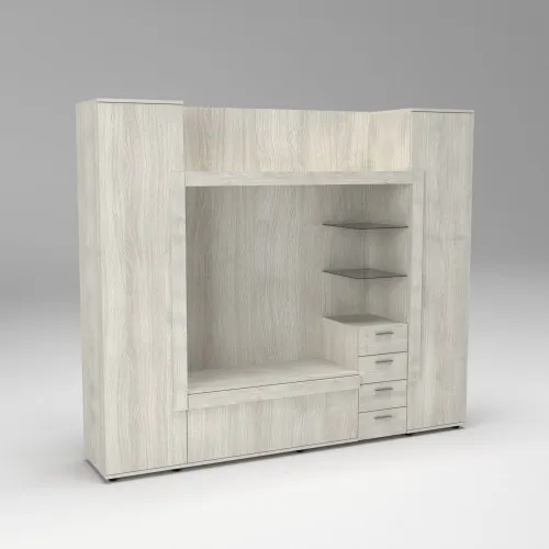 Стенка в гостиную под ТВ Exo-1, Дуб Шамони Светлый, 2160х420х1850