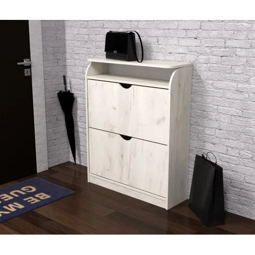 Тумба для обуви №1, Дуб Крафт Белый, 800/250/1000