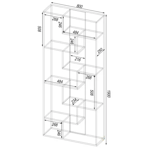 Стеллаж ОС-4, Антрацит, 800/250/1900