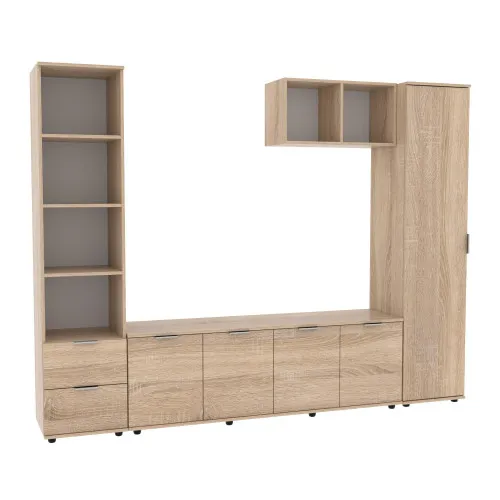 Стенка в гостиную Ketrin-2, Дуб Сонома, 2440х425х1880