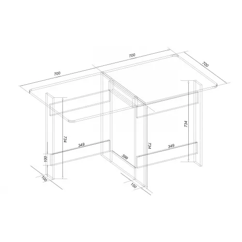 Стіл-книжка, Дуб Аппалачі, 1400х700х750