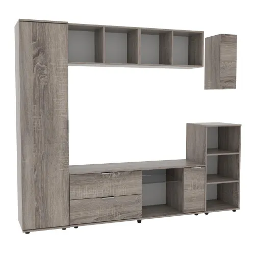 Стенка в гостиную Ketrin-1, Дуб Сонома Трюфель, 2240х425х1880