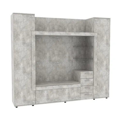 Стенка в гостиную под ТВ Exo-1, Бетон, 2160х420х1850