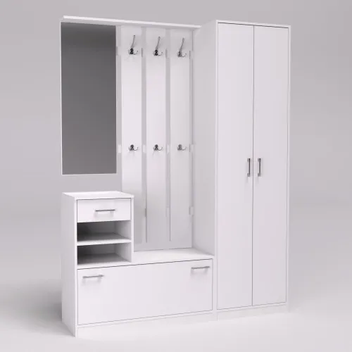 Прихожая Соло-3, Белый, 1600/400/2100