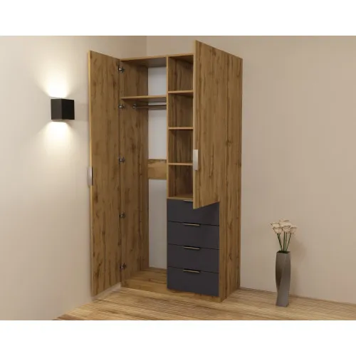 Шкаф Кристалл 1, Дуб Аппалачи/Антрацит, 1000х520х2100