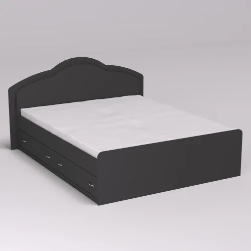 Кровать Диана двуспальная с 2-мя ящиками, Антрацит, 2048х1410х1030