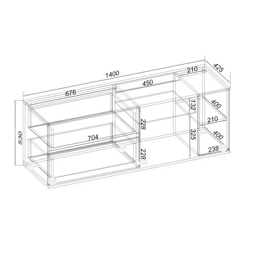 Тумба TV Ketrin К-9, Дуб Сонома Трюфель, 1400/425/530