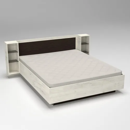 Кровать Кристалл №1 двуспальная, Дуб Крафт+Венге Магия, 2035х1976х850