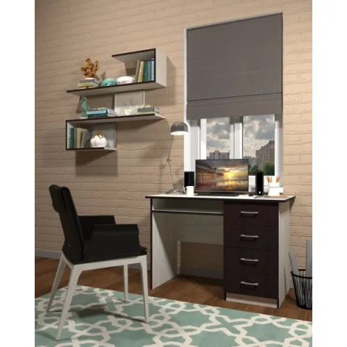 Стол письменный СП-1 №11, Дуб Крафт Белый/Венге Магия, 1100/550/760