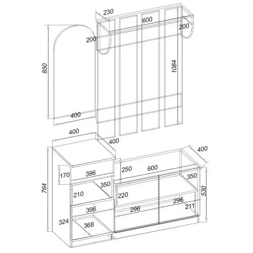 Прихожая Алиса, Дуб Конкордия, 1000/400/1880