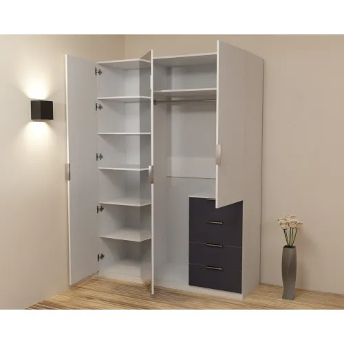 Шкаф Кристалл 2, Белый/Антрацит, 1500х520х2100