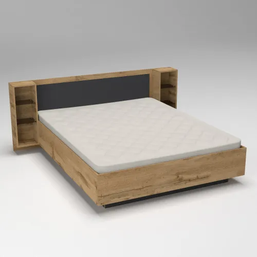 Кровать Кристалл №1 двуспальная, Дуб Аппалачи/Антрацит, 2035х2176х850