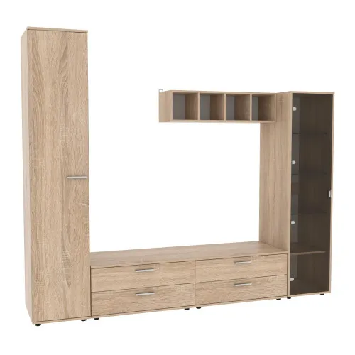 Стенка в гостиную Hugo-4, Дуб Сонома, 2480х520х2120