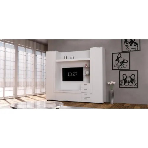 Стенка в гостиную под ТВ Exo-1, Белый, 2160х420х1850