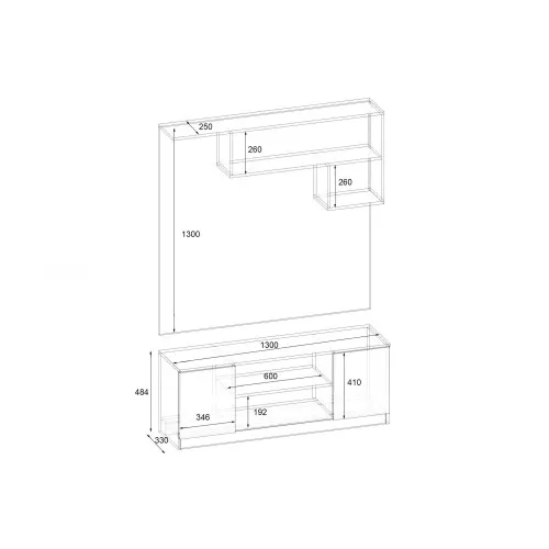 Прихожая ГКШ-10, Самоа Дымчатый, 1300/350/1900