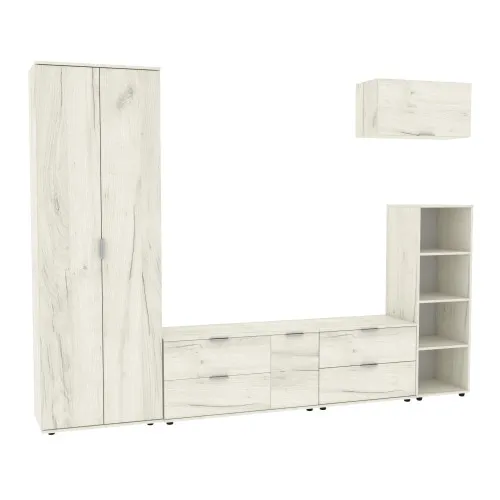 Стенка в гостиную Ketrin-3, Дуб Крафт Белый, 2820х425х2100