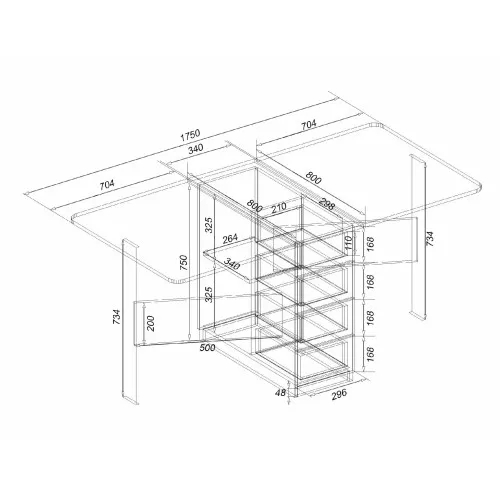 Стіл-тумба №5 Комбі, Самоа Димчастий, 380х800х750