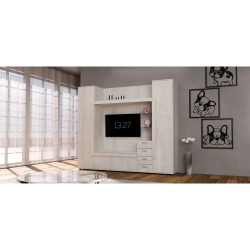 Стенка в гостиную под ТВ Exo-1, Дуб Шамони Светлый, 2160х420х1850