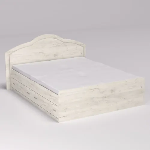 Кровать Диана двуспальная с 2-мя ящиками, Дуб Крафт Белый, 2048х1410х1030