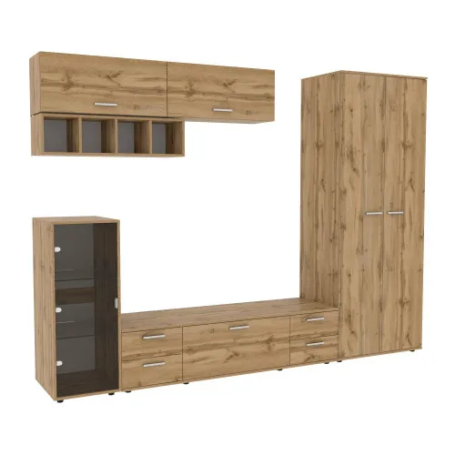 Стенка в гостиную Hugo-1, Дуб Аппалачи, 2860х520х2120