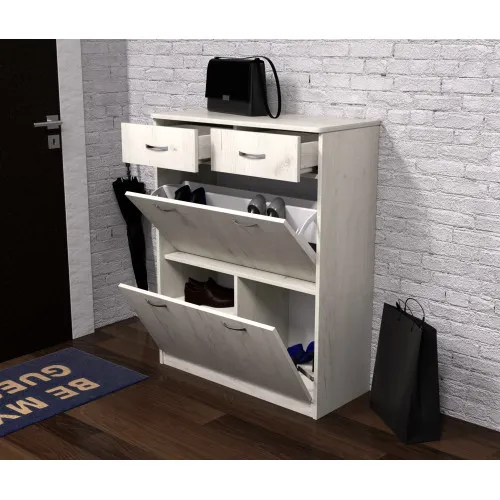 Тумба для обуви №4, Дуб Крафт Белый, 800/350/1010