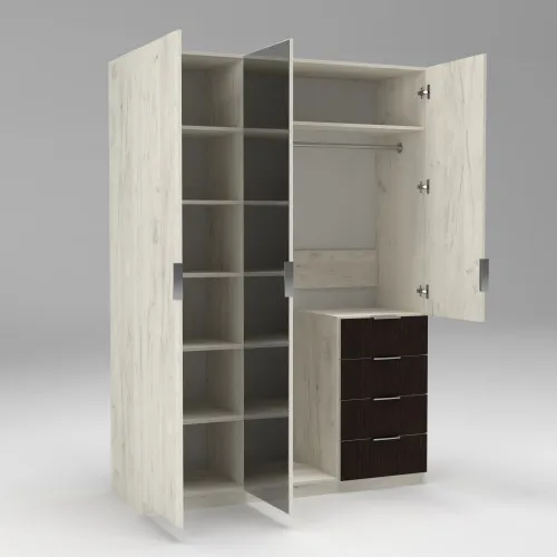 Шкаф Кристалл 2, Дуб Крафт Белый/Венге Магия, 1500х520х2100