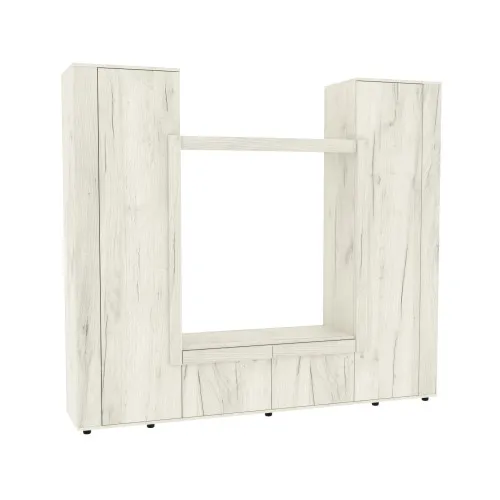 Стенка в гостиную под ТВ Эхо-4, Дуб Крафт Белый, 2080х420х1850