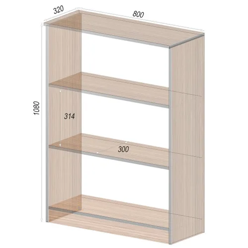 Стеллаж ОСМ-1, Дуб Шамони Светлый, 800/320/1080
