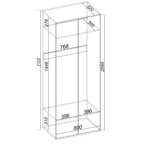 Шкаф для одежды Hugo H-1, Бетон, 800/520/2120