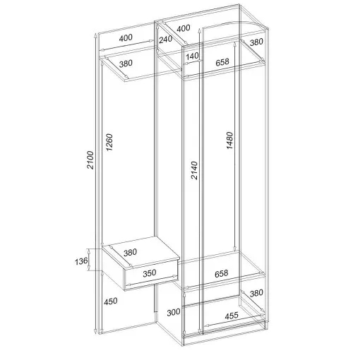 Прихожая Соло-1, Антрацит, 1000/400/2140
