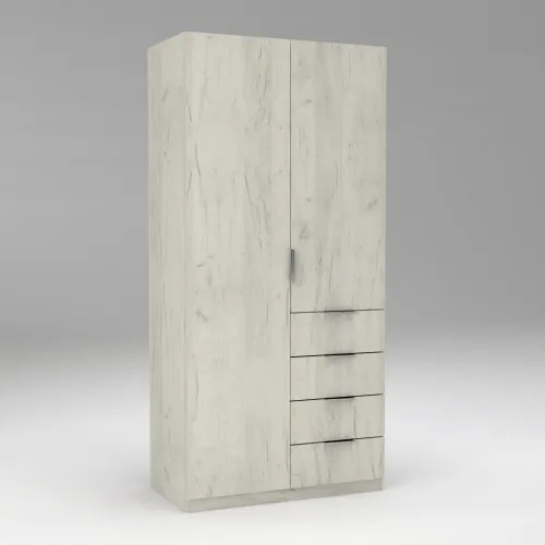 Шкаф Кристалл 1, Дуб Крафт Белый, 1000х520х2100