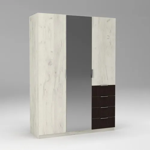 Шкаф Кристалл 2, Дуб Крафт Белый/Венге Магия, 1500х520х2100