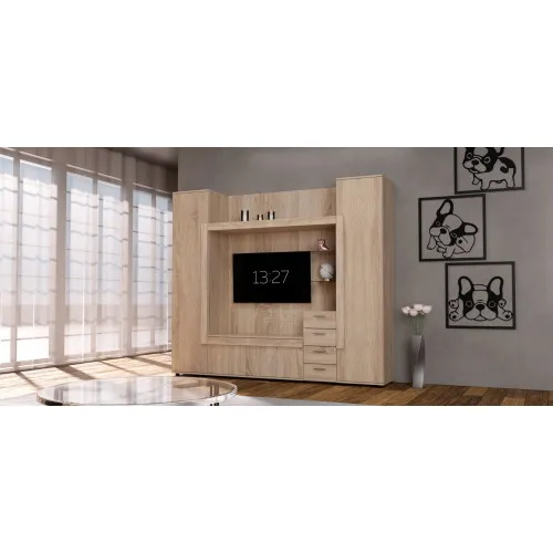 Стенка в гостиную под ТВ Exo-1, Дуб Сонома, 2160х420х1850