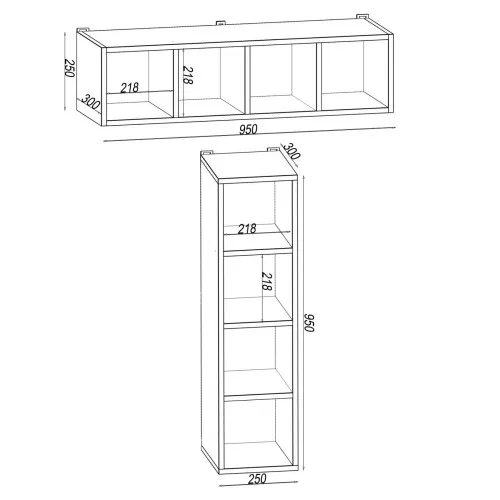 Полка навесная Н-10, Самоа Дымчатый, 950/300/250