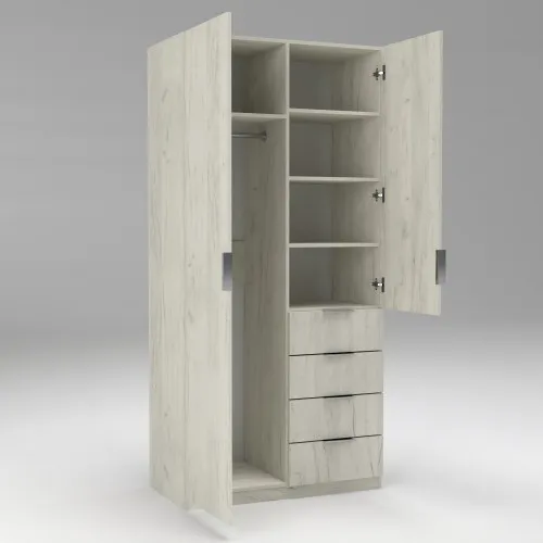 Шкаф Кристалл 1, Дуб Крафт Белый, 1000х520х2100