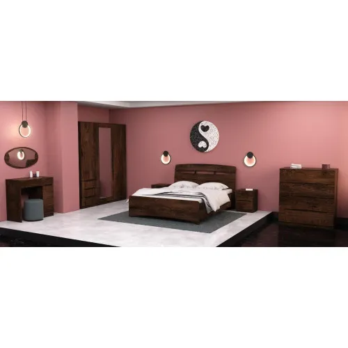 Кровать Дельта двуспальная, Дуб Конкордия, 2132х1450х1070